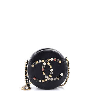 Chanel Lucky Charms Round Clutch With Chain Embellished Lambskin